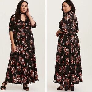 Torrid Black Floral Maxi Dress